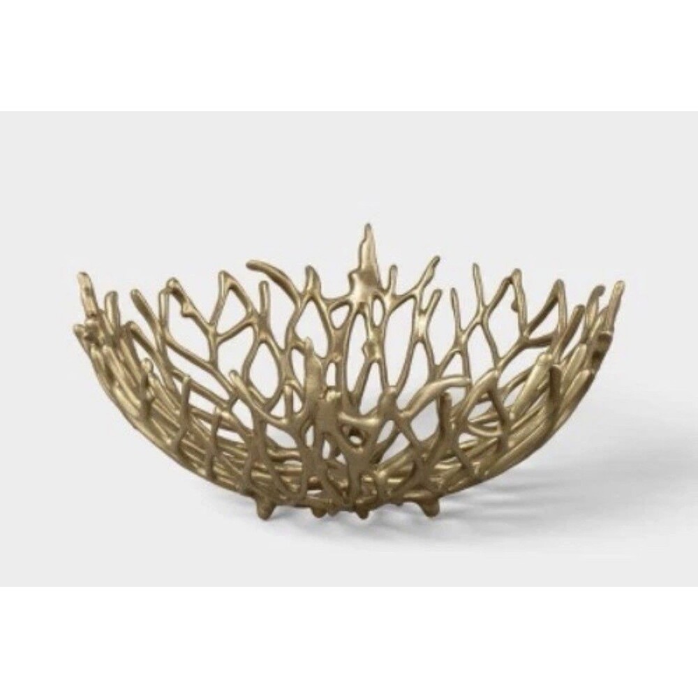 Target Threshold Metal Sea Coral Bowl Brass Beach Ocean House Decor NEW